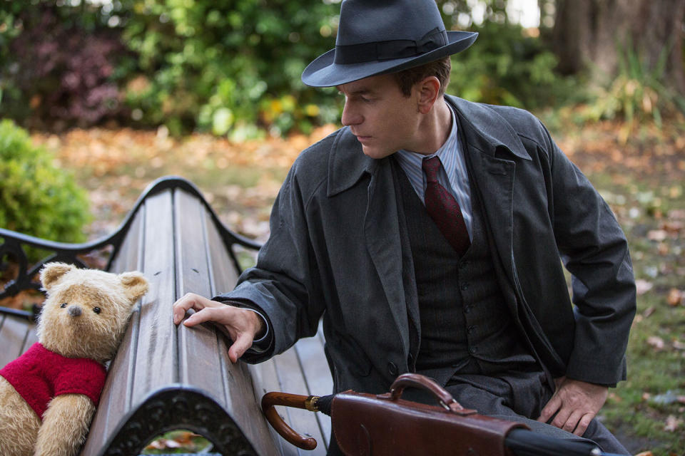 Christopher Robin (Ewan McGregor) is reunited with his longtime friend Winnie the Pooh in Disney’s <i>Christopher Robin</i>. (Disney)