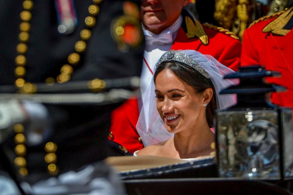 Meghan Markle after the royal wedding at the Harte and Garter Hotel May 19, 2018 in Windsor, England. Markle’s birthday is Aug. 4, which makes her astrological sun sign Leo.