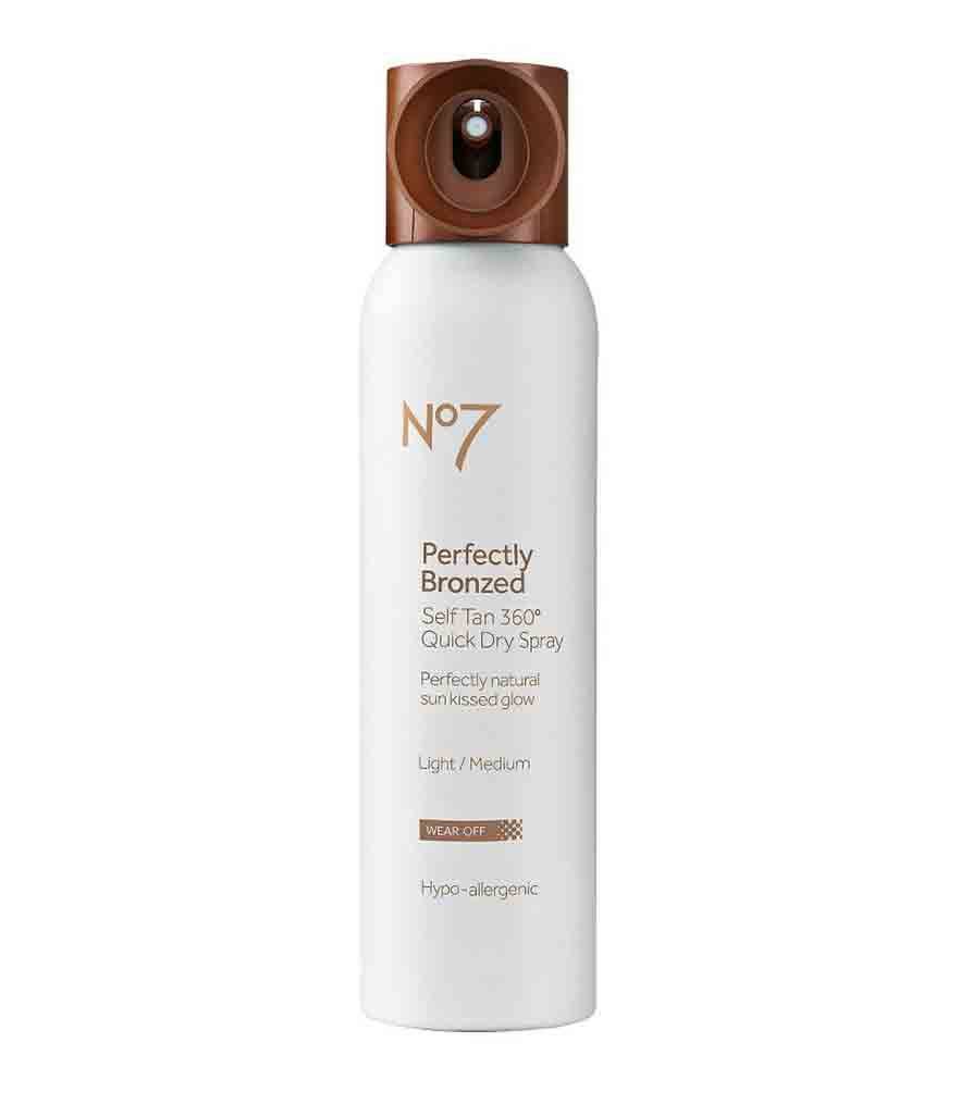 <p>Boots No7 Perfectly Broned Self Tan Quick Dry Spray (Light) – 4.23oz, $27, <a href="http://www.target.com/p/boots-no7-perfectly-bronzed-self-tan-quick-dry-spray-light-4-23-oz/-/A-14227727%22%20%5Cl%20%22prodSlot=medium_1_8&term=self+tanner" rel="nofollow noopener" target="_blank" data-ylk="slk:target.com;elm:context_link;itc:0;sec:content-canvas" class="link ">target.com</a></p>