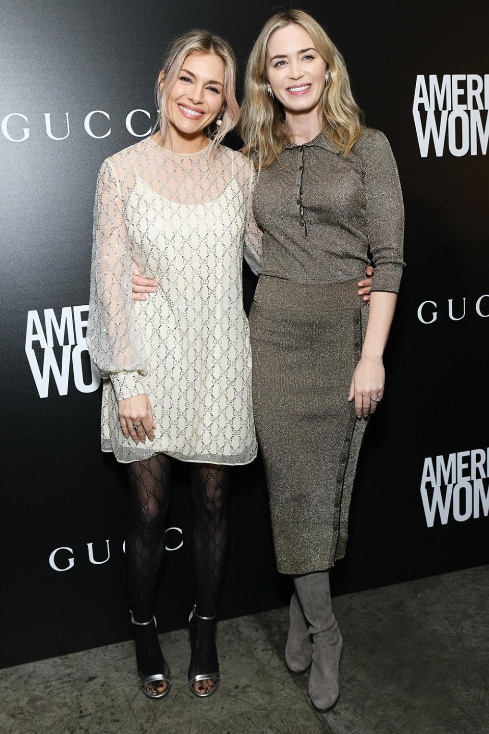 Sienna Miller and Emily Blunt attend the Gucci and Cinema Society screening of <i>American Women</i> at Metrograph on Thursday in N.Y.C. 