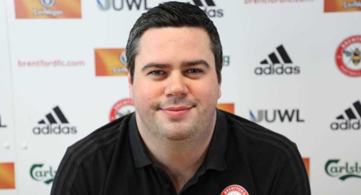 Brentford's technical director Robert Rowan has died aged 28. Pic: brentfordfc.com