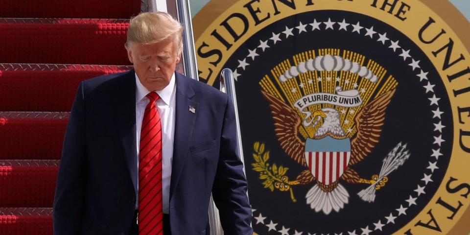 U.S. President Donald Trump arrives aboard Air Force One at Joint Base Andrews, Maryland, U.S. September 26, 2019. REUTERS/Jonathan Ernst