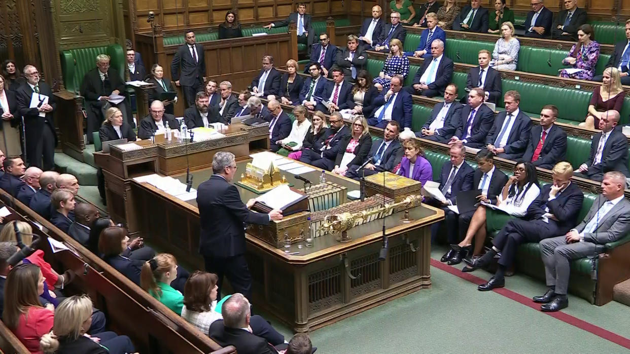 Benches in the House of Commons were less full as Sir Keir Starmer made his statement on the Grenfell report. (PA)