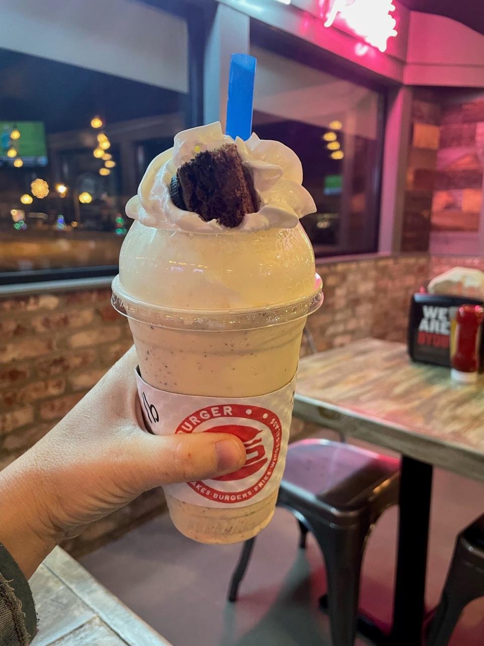A loaded brownie milkshake from Burger 25, which has restaurants in Toms River and Ship Bottom.