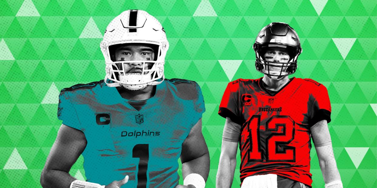 NFL Fantasy Week 9 Power Rankings, Tom Brady and Tua Tagovailoa 2x1