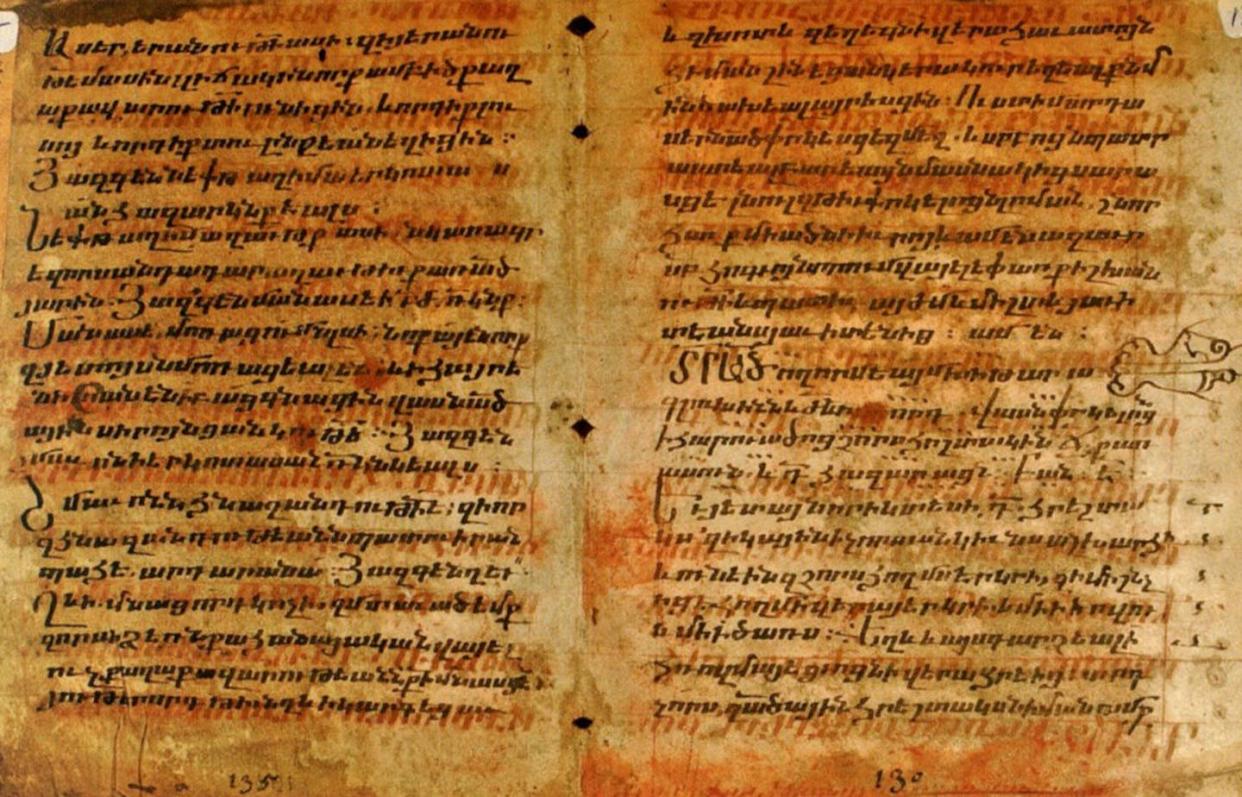 Agatangeghos palimpsest c.900 CE Wikimedia Commons