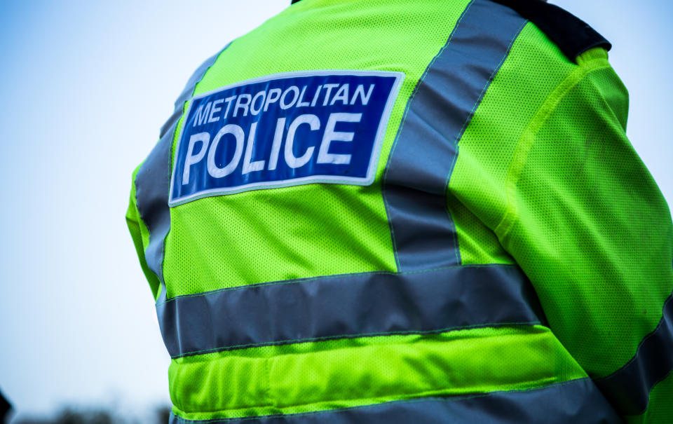 Back view of a metropolitan police officer.