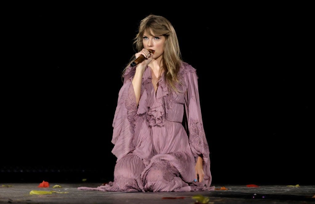 Taylor Swift performs onstage for the opening night of "Taylor Swift | The Eras Tour" at State Farm Stadium on March 17, 2023, in Glendale, Arizona.