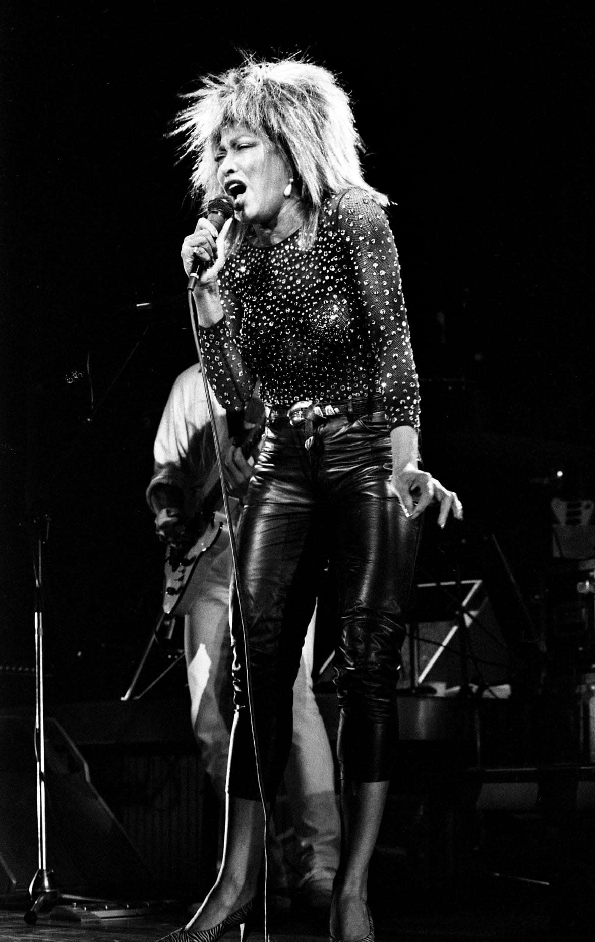 Tina Turner performs for a sold-out crowd at Municipal Auditorium on May 22, 1984, in Nashville, Tennessee. (Photo by Callie Shell/The Tennessean via USA TODAY NETWORK)