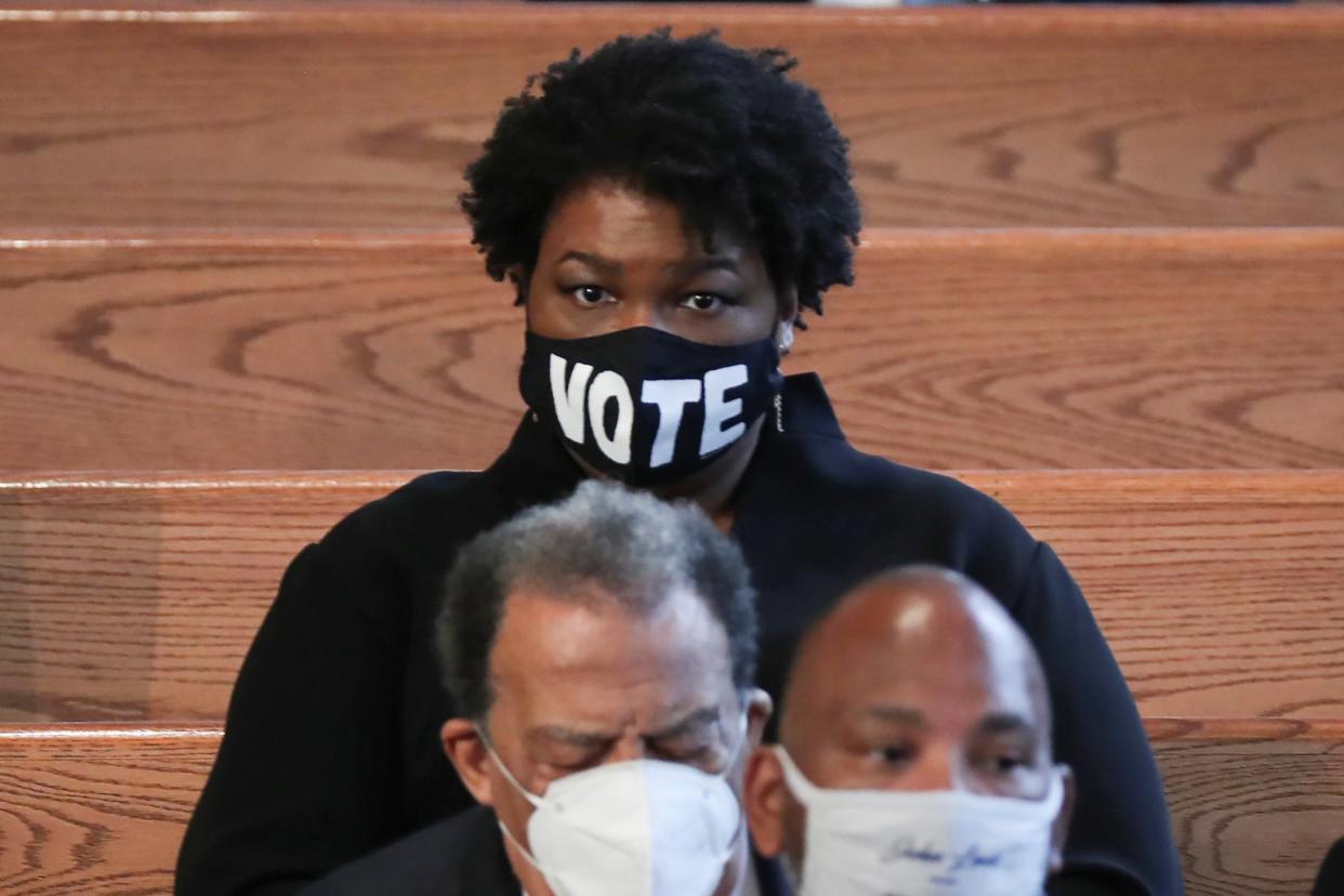 Stacey Abrams, Democratic activist and founder of Fair Fight, a voting rights group, at the funeral of civil rights hero John Lewis in Atlanta, Georgia: via REUTERS