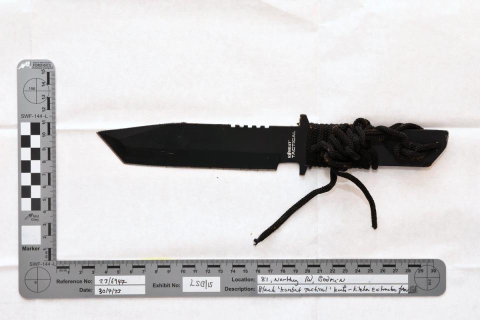 Serrated hunting knife thought to have been used by Hill in murder (Devon & Cornwall Police/PA Wire)