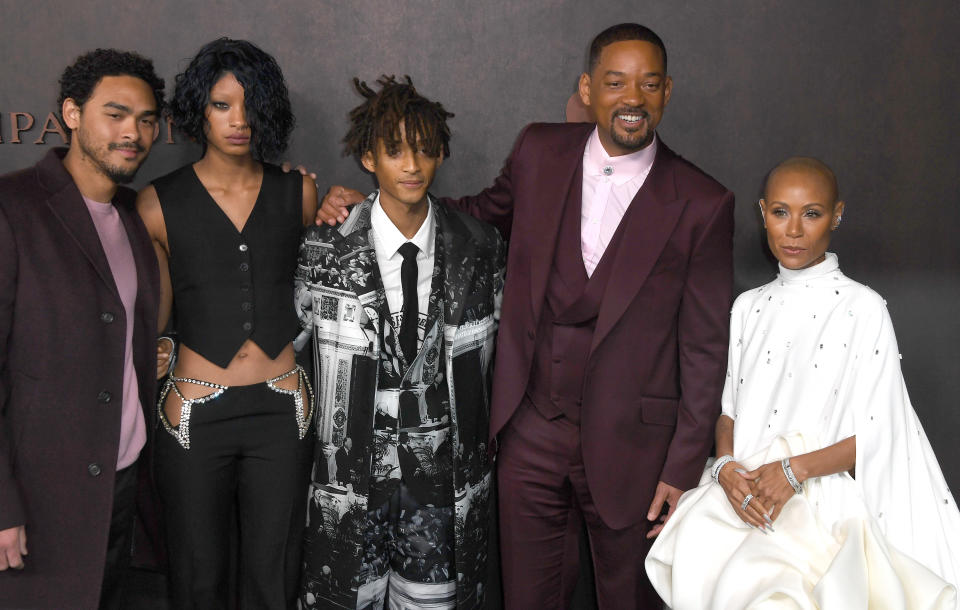 Trey Smith, Willow Smith, Jayden Smith, Will Smith, and Jada Pinkett Smith