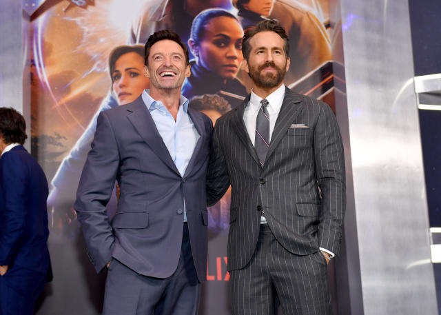 NEW YORK, NEW YORK - FEBRUARY 28: Hugh Jackman (L) and Ryan Reynolds attend The Adam Project World Premiere at Alice Tully Hall on February 28, 2022 in New York City. (Photo by Noam Galai/Getty Images for Netflix)