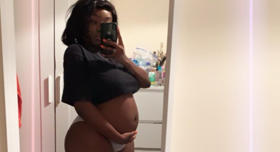 Fatimah Waheeb shared a photo of her ‘food baby’. [Photo: Getty]