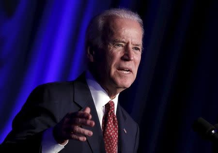 U.S. Vice President Joe Biden speaks at the BlueGreen Alliance Foundation's 2015 Good Jobs, Green Jobs Conference in Washington, April 13, 2015. REUTERS/Yuri Gripas