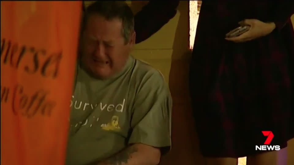 Store owner Chris was left in tears as he watched his dream go up in smoke. Source: 7 News