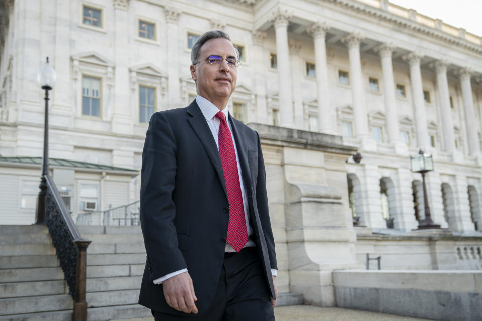 WASHINGTON, DC - DECEMBER 12: White House Counsel Pat Cipollone exits the U.S. Capitol after meeting with Senate Majority Leader Mitch McConnell (R-KY) on December 12, 2019 in Washington, DC.  (Photo by Drew Angerer/Getty Images)                                                                                                                                                                                                                                                                                                                                                