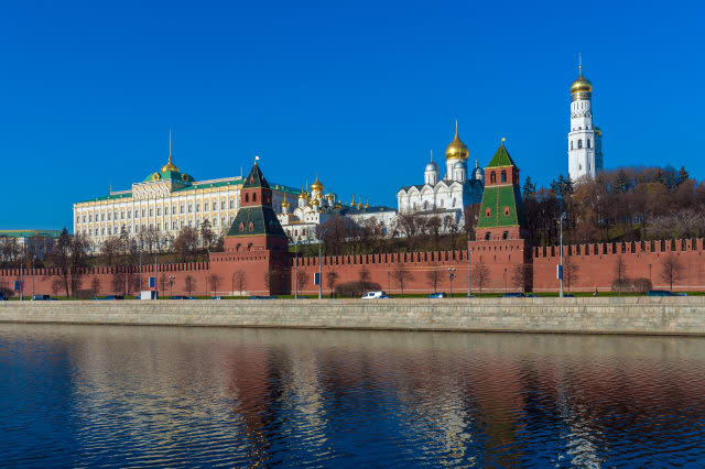 The embankment of the Moscow river with Kremlin, Russia