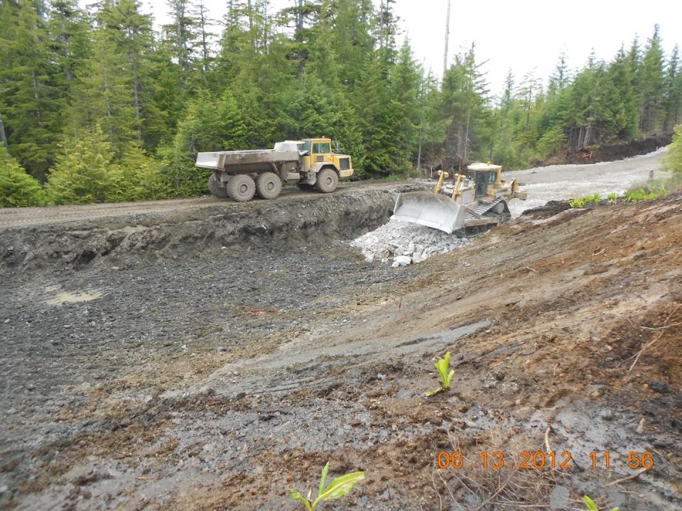 Upgrading a logging road into State Highway 43 on Prince of Wales Island in the Tongass National Forest. <a href="https://flic.kr/p/diZWsT" rel="nofollow noopener" target="_blank" data-ylk="slk:Jack Olen, USFS Alaska Region/Flickr;elm:context_link;itc:0;sec:content-canvas" class="link ">Jack Olen, USFS Alaska Region/Flickr</a>, <a href="http://creativecommons.org/licenses/by/4.0/" rel="nofollow noopener" target="_blank" data-ylk="slk:CC BY;elm:context_link;itc:0;sec:content-canvas" class="link ">CC BY</a>