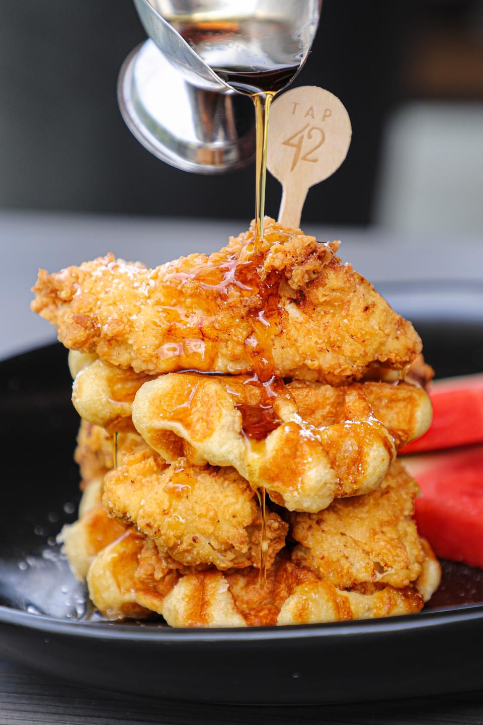 Chicken and waffles are on the brunch menu at Tap 42. The South Florida chain plans to open a restaurant at The Gardens Mall in Palm Beach Gardens.