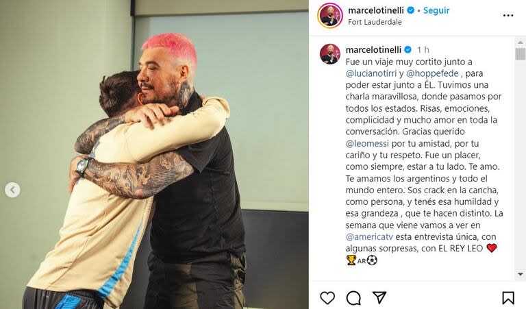 El posteo de Marcelo Tinelli junto a Lionel Messi