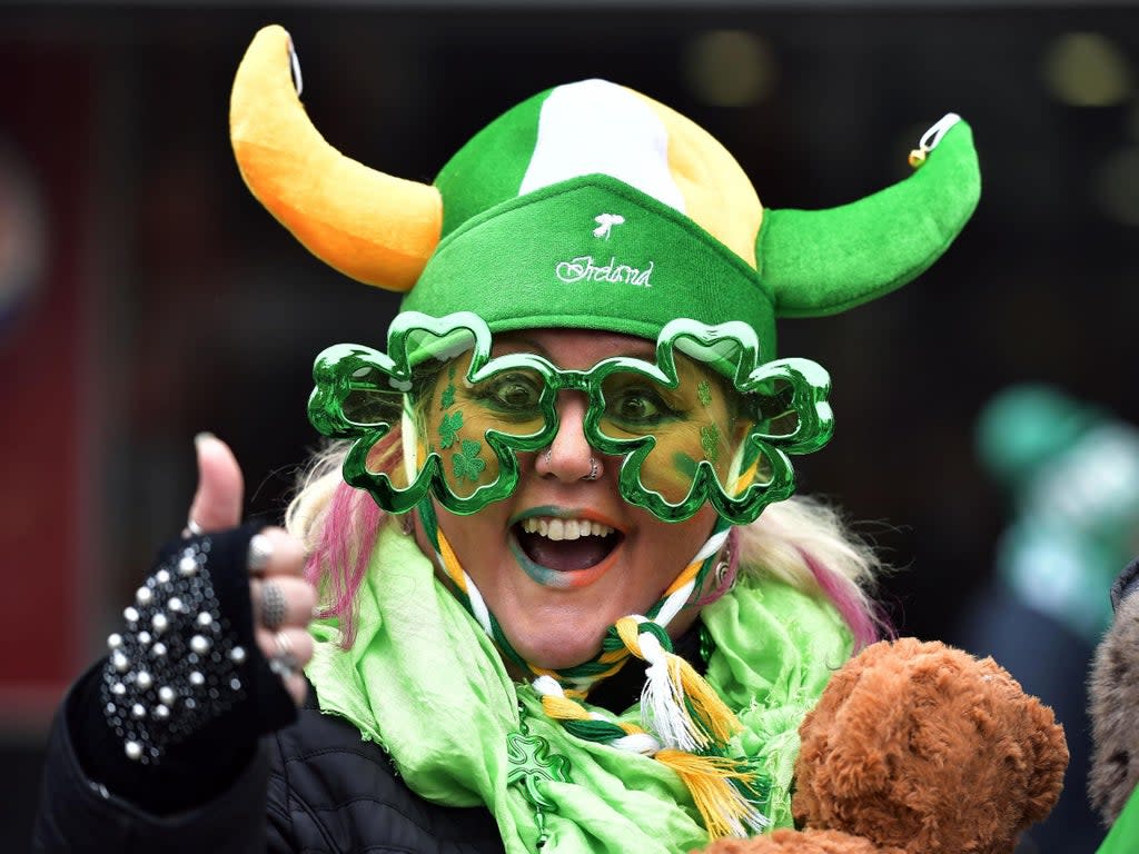 Revellers attend the St Patrick's Day parade in Dublin, Ireland on 17 March 2019 (Photo by Charles McQuillan/Getty Images)