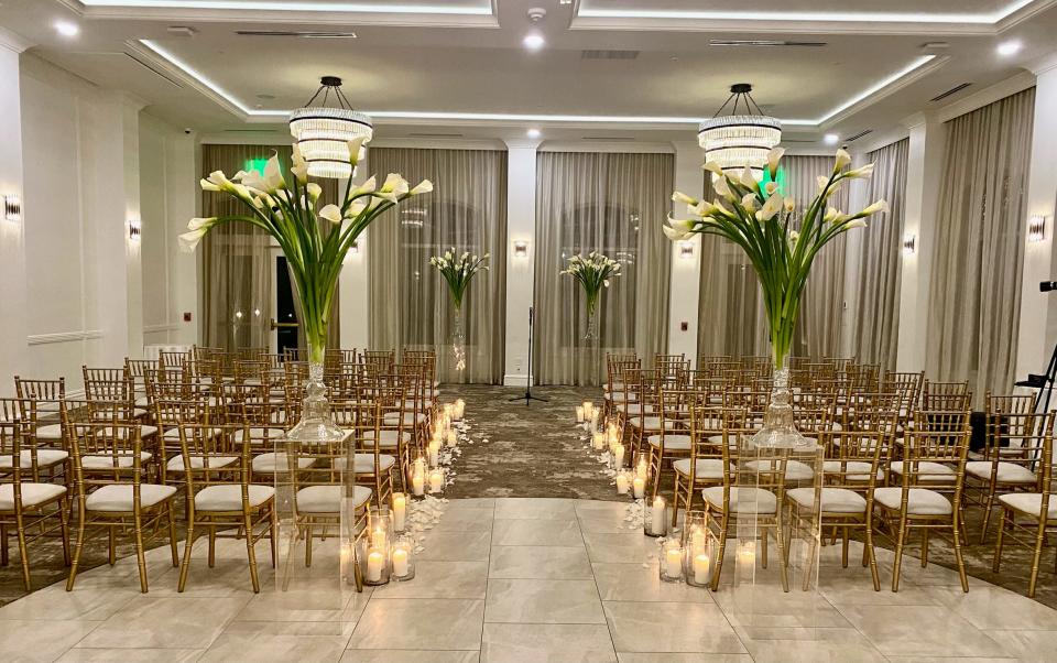 A wedding ceremony at Château Grande Hotel in East Brunswick.