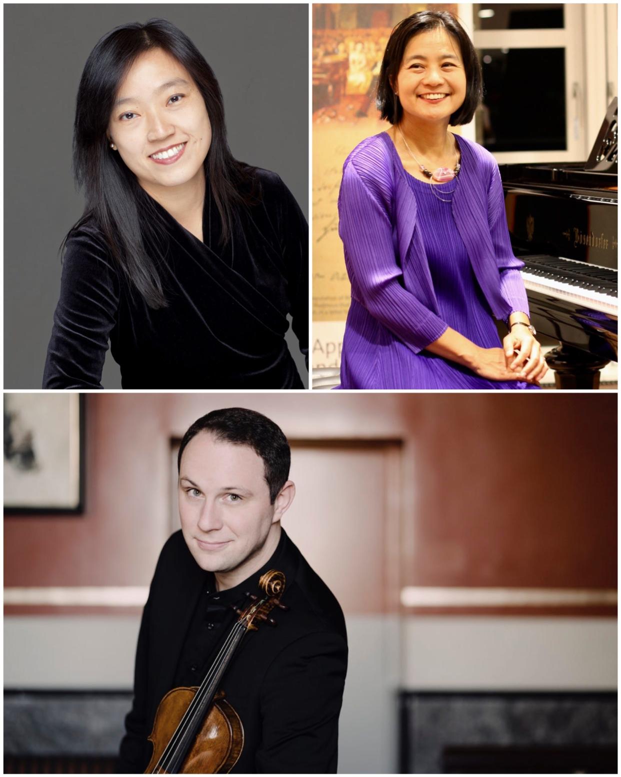 Sunday at Central will present “Paris, La Belle Époque” featuring local musicians, clockwise from left, cellist Pei-An Chao, pianist Mariko Kaneda and violinist Jeffrey Myers, on Sunday at Broad Street Presbyterian Church.