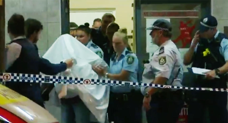 The 54-year-old was arrested and taken to hospital with facial swelling and bruising. Image: 7 News