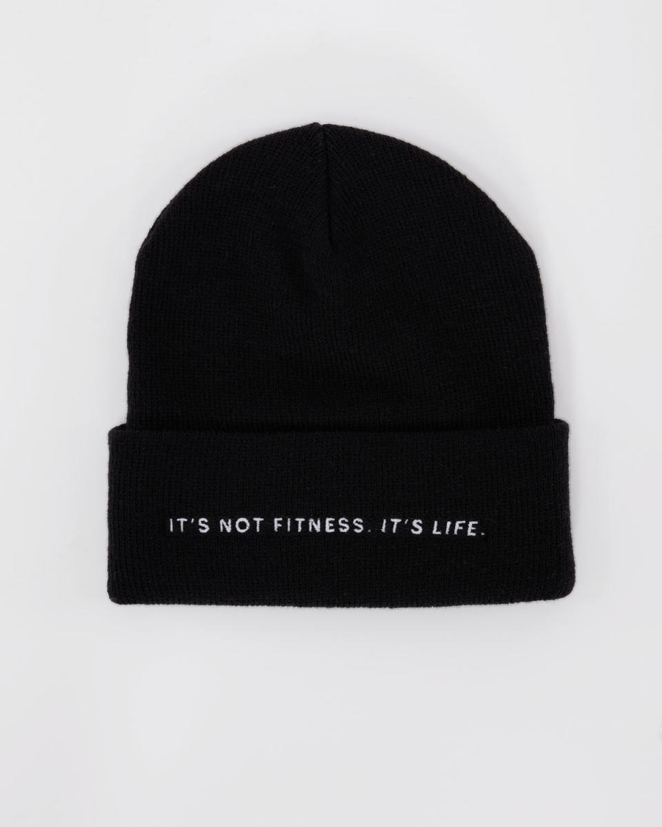 <p><a href="https://shop.equinox.com/products/equinox-its-not-fitness-its-life-beanie" rel="nofollow noopener" target="_blank" data-ylk="slk:Shop Now;elm:context_link;itc:0;sec:content-canvas" class="link ">Shop Now</a></p><p>Beanie</p><p>equinox.com</p><p>$40.00</p>