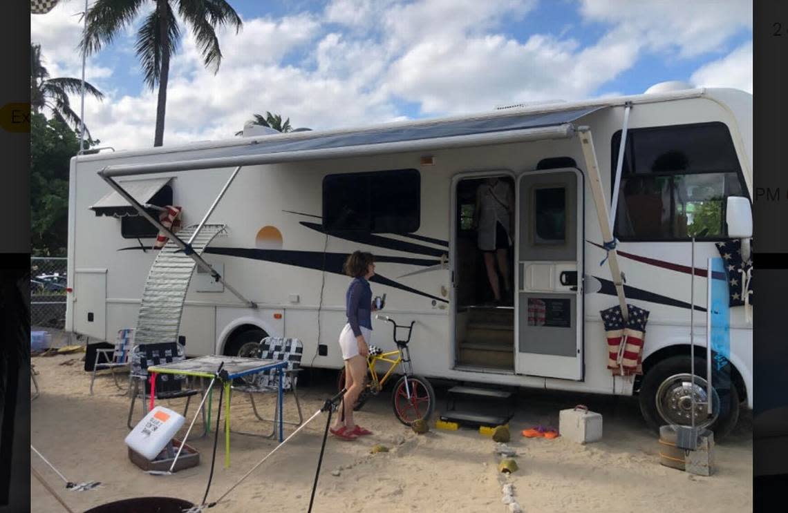 The RV “Indiana Beach” is part of the show at Satellite Art Show in Indian Beach Park.