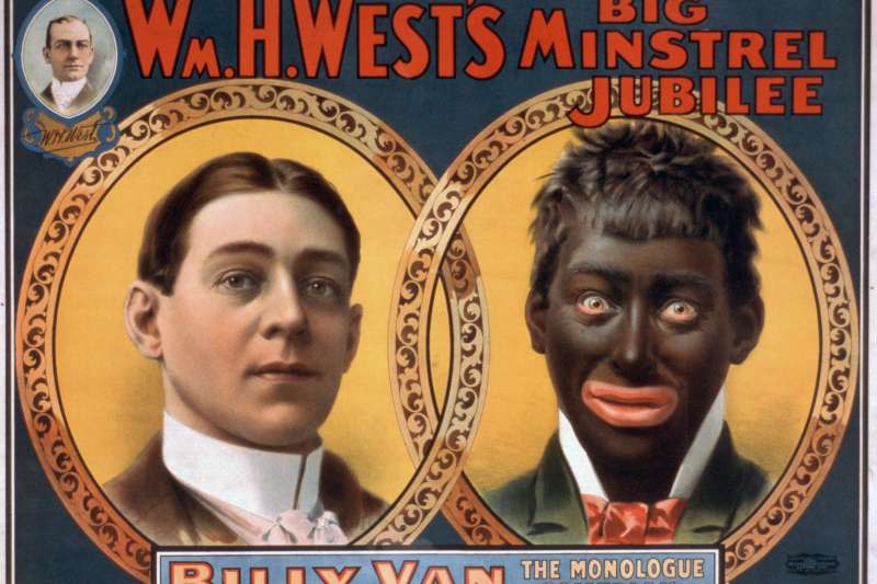 美國十九世紀「街頭藝人秀」（minstrel show）的白人「扮黑臉」（blackface）（Wikipedia / Public Domain）