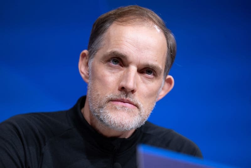 Bayern Munich coach Thomas Tuchel speaks during a press conference in the Allianz Arena, ahead of the UEFA Champions League soccer match between Bayern Munich and Lazio. Sven Hoppe/dpa