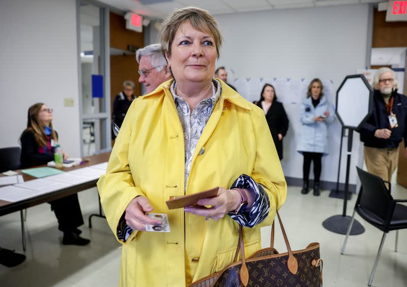 Wisconsin Supreme Court candidate Janet Protasiewicz votes in Wisconsin