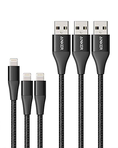 Anker Powerline+ II Lightning Cable 3-Pack (3 ft, 3 ft, 6 ft), MFi Certified for Flawless Compa…