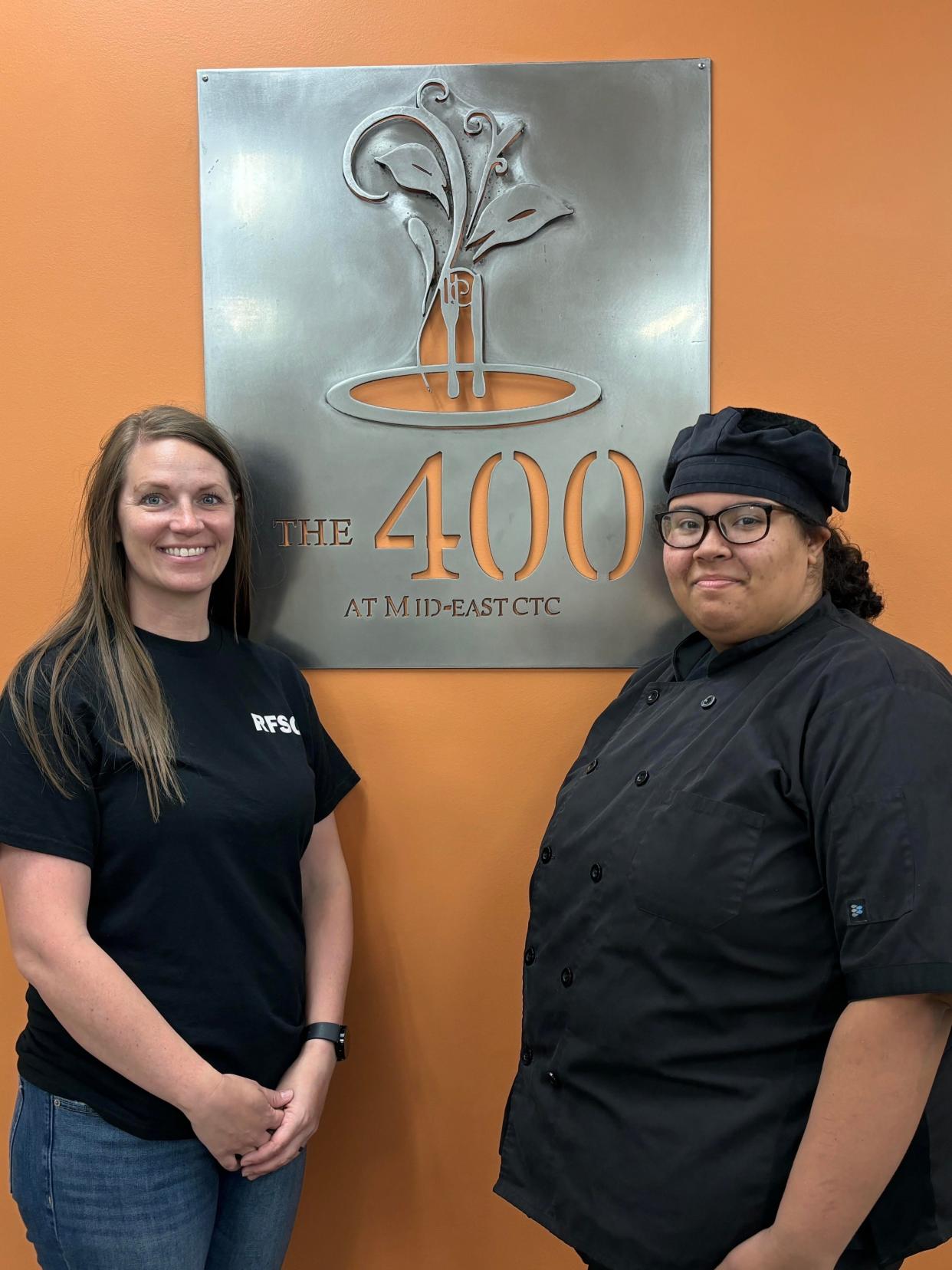 Jalena Lasko, left, runs the Restaurant and Food Service Operations program at Mid-East Career and Technology Centers and the program's licensed restaurant called The 400. She said senior Madison Yates, right, stands out because of her positivity and resiliency despite the many obstacles she's faced in her life. Yates will graduate May 21 and was accepted to Tiffin University for business management.