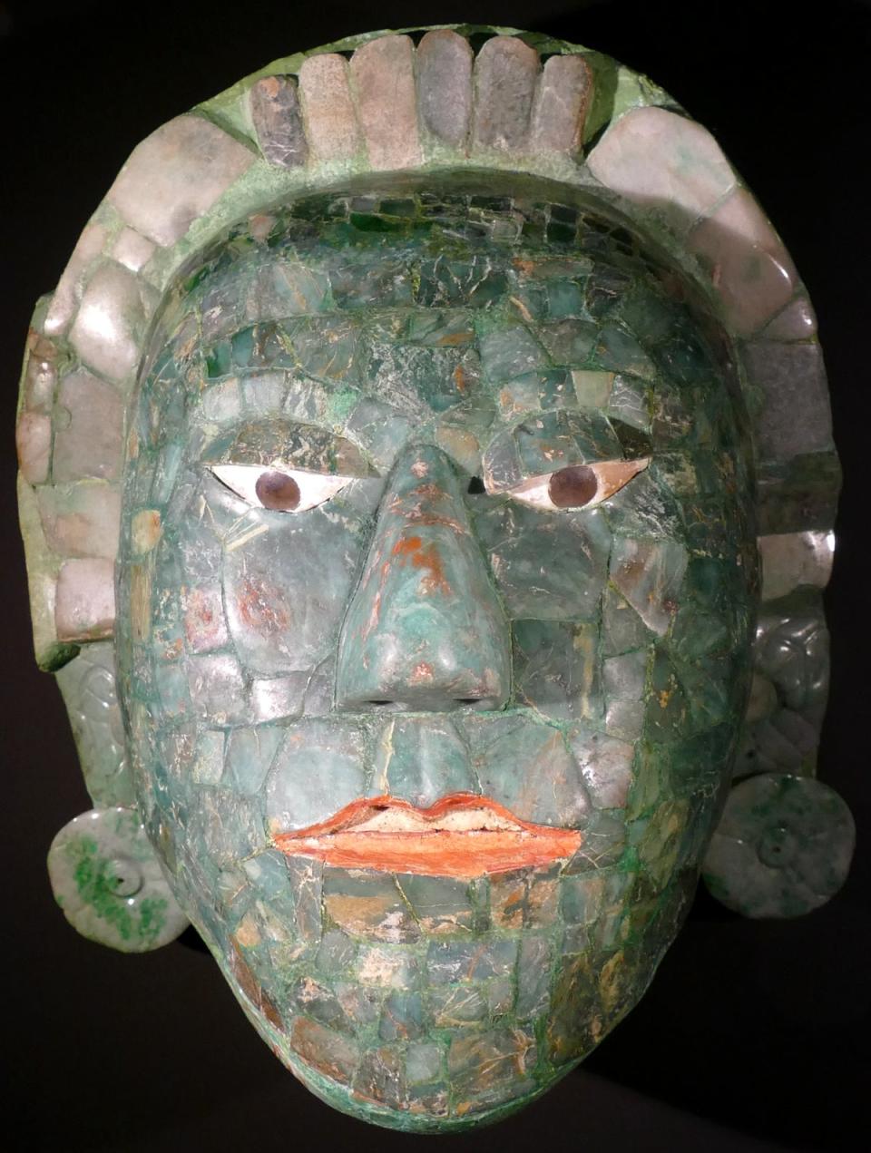 Political desecration: At the ancient Mayan city of Ucanal, conquerors probably intentionally burned the iconic symbols of the defeated regime - including the magnificent jade funeral mask of the long-dead king, like this one from the nearby city of Calakmul .