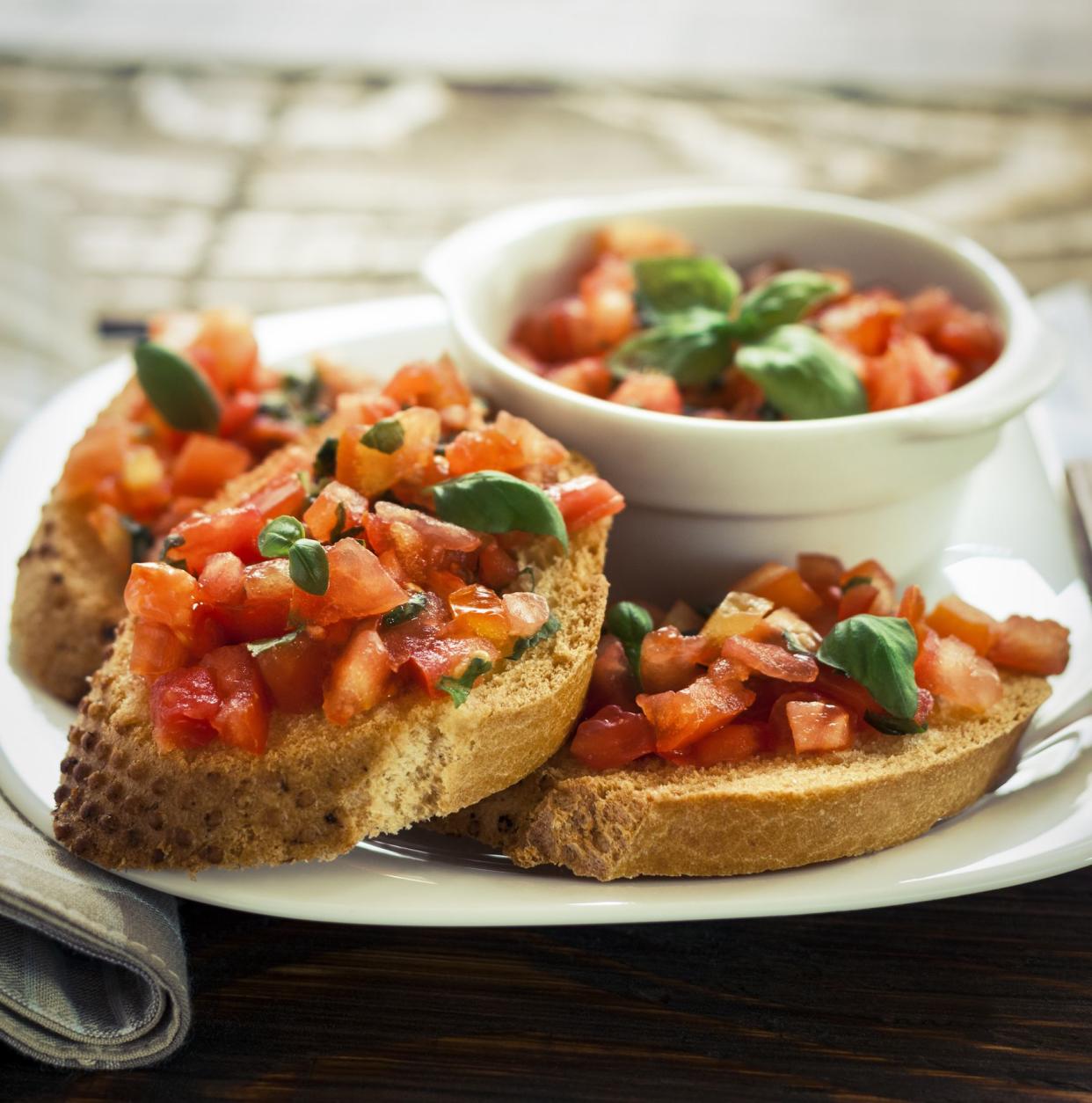 Toast topped with tomato salsa