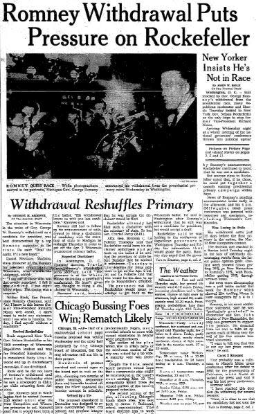 The Milwaukee Journal front page on Thursday, Feb. 29, 1968.