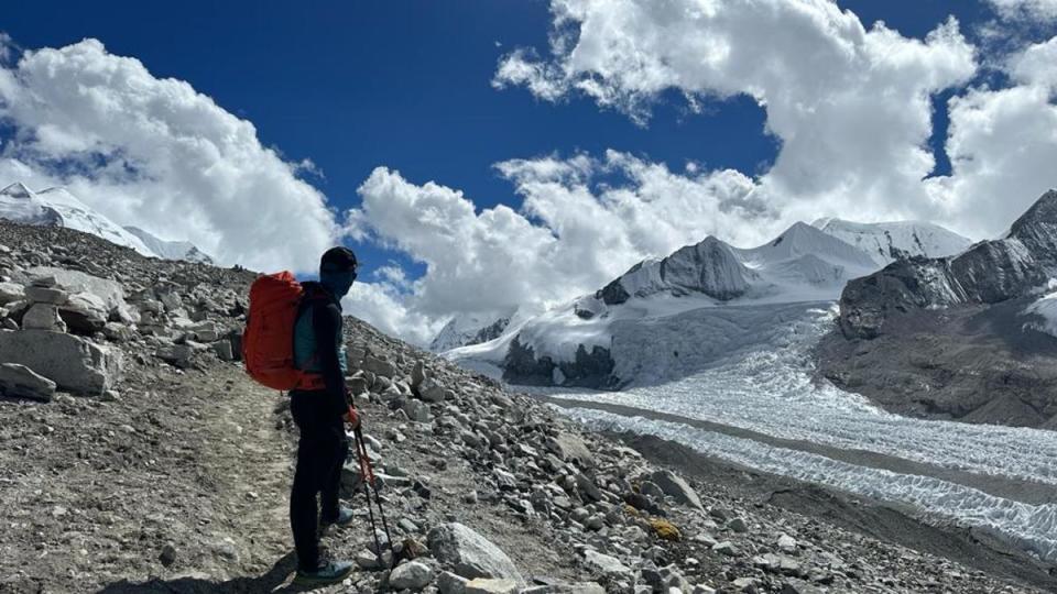 Boehm looking towards the Tibetan mountains.<p>Dynafit/Benedikt Boehm</p>