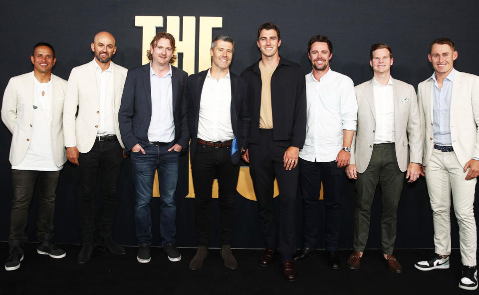 Aussie cricketers, pictured here at the premiere of &#39;The Test&#39; season two at Hoyts Entertainment Quarter in Sydney.