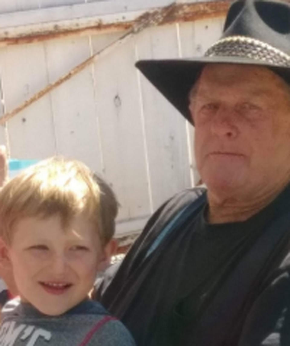 Eddy Bledsoe’s wife of 27 years, Melody, and two great-grandchildren, James, 5, and Emily Roberts, 4, died in Northern California’s wildfires. Here’s Mr Bledsoe pictured with James. Source: GoFundMe/ Ed Bledsoe and family lost all