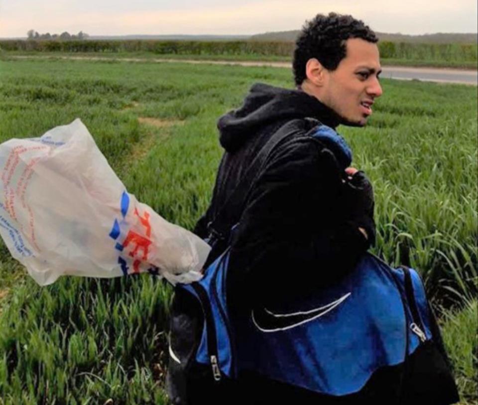 Gamekeeper Gavin Tucker captured this image of Wheeler walking through fields near Aylesham, Kent, carrying a blue holdall with what prosecutors claim was the weapon used to kill PCSO Julia James (Gavin Tucker/CPS)