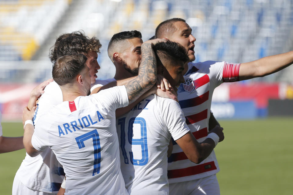 Ulysses Llanez (19) scored his first goal for the United States, the game-winner in a friendly against Costa Rica. (AP Photo/Ringo H.W. Chiu)