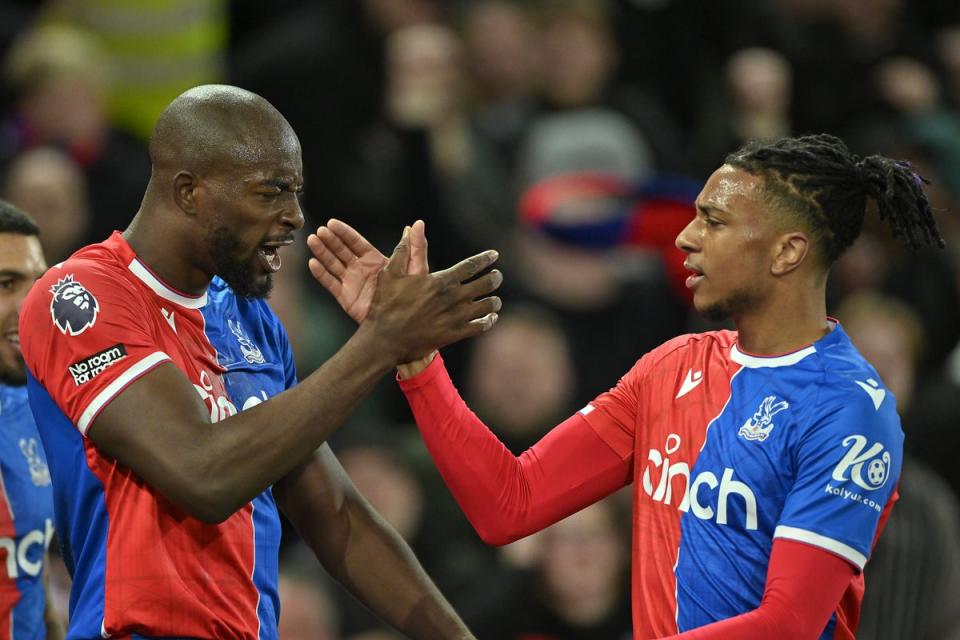 Jean-Philippe Mateta (left) and Michael Olise in action for Crystal Palace (Getty Images)