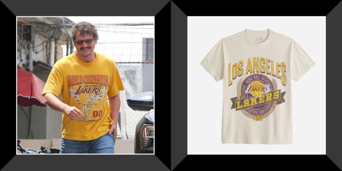 Pedro Pascal Portant Un T-Shirt Vintage Des Lakers De Los Angeles