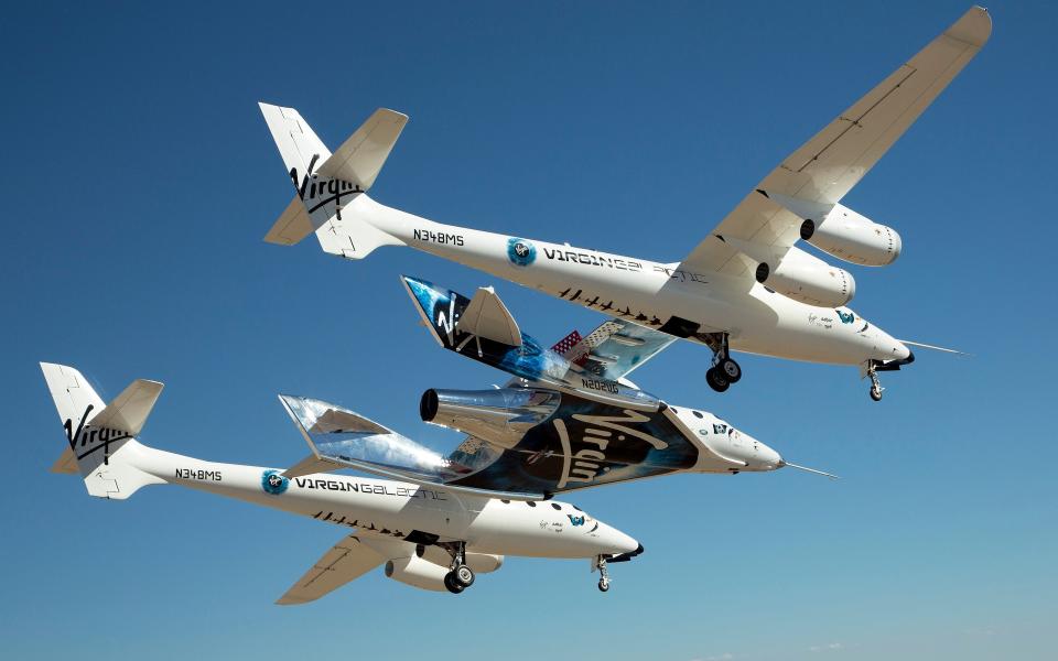 Virgin Mothership Eve carrying Virgin Spaceship Unity - Mark Greenberg/Virgin Galactic