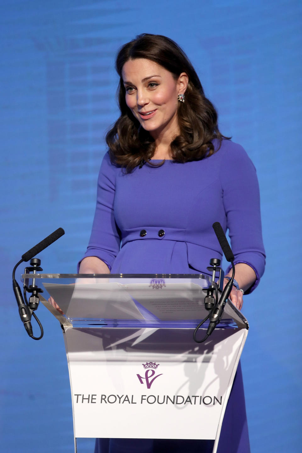 The Duchess of Cambridge delivers a speech during the first Royal Foundation Forum in central London in February (PA)