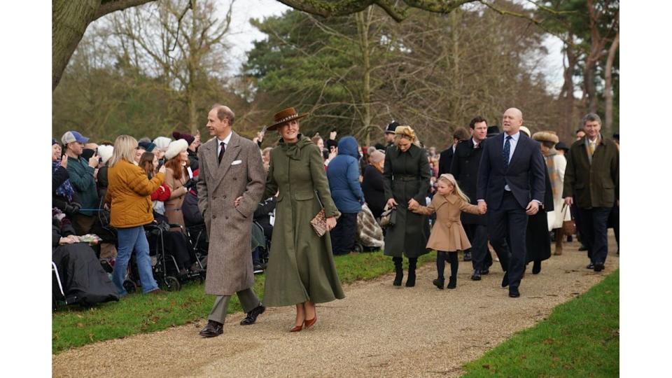 he Duke and Duchess of Edinburgh, Zara Tindall, Lena Tindall and Mike Tindall attending the Christmas Day morning church service at St Mary Magdalene Church in Sandringham, Norfolk. 