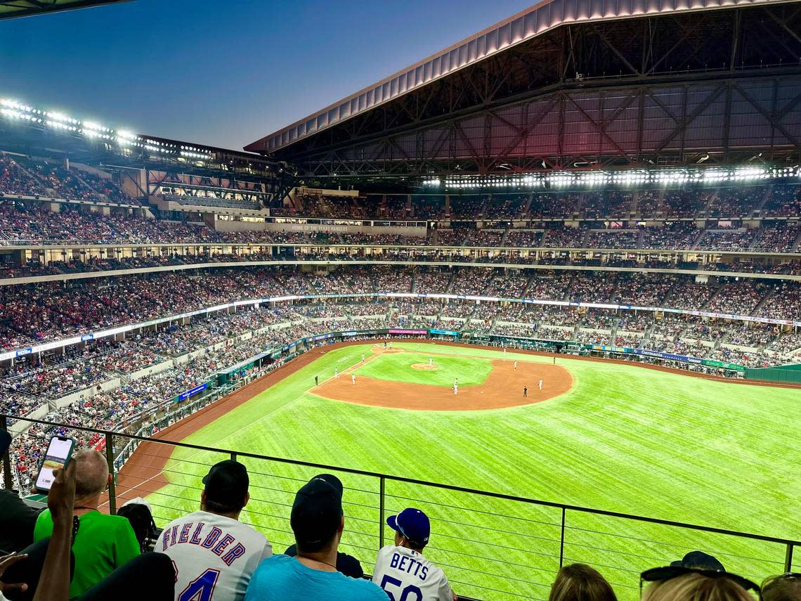 The Texas Rangers play the New York Yankees in Globe Life Field on Oct. 3, 2022.